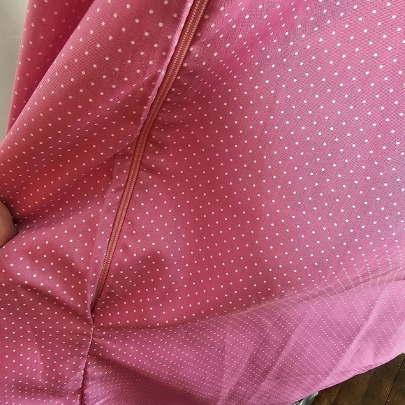 Deadstock Vintage 70s Pink Polka Dot Barbiecore Girly Night Gown House Dress - Picture 15 of 16